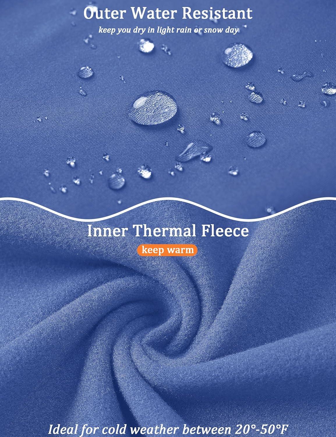 imageMAGCOMSEN Quarter Zip Pullover Men 14 Zip Golf Jacket Fleece Lined Water Resistant Sweatshirt 2 Zipper Pockets WinterBluegrey