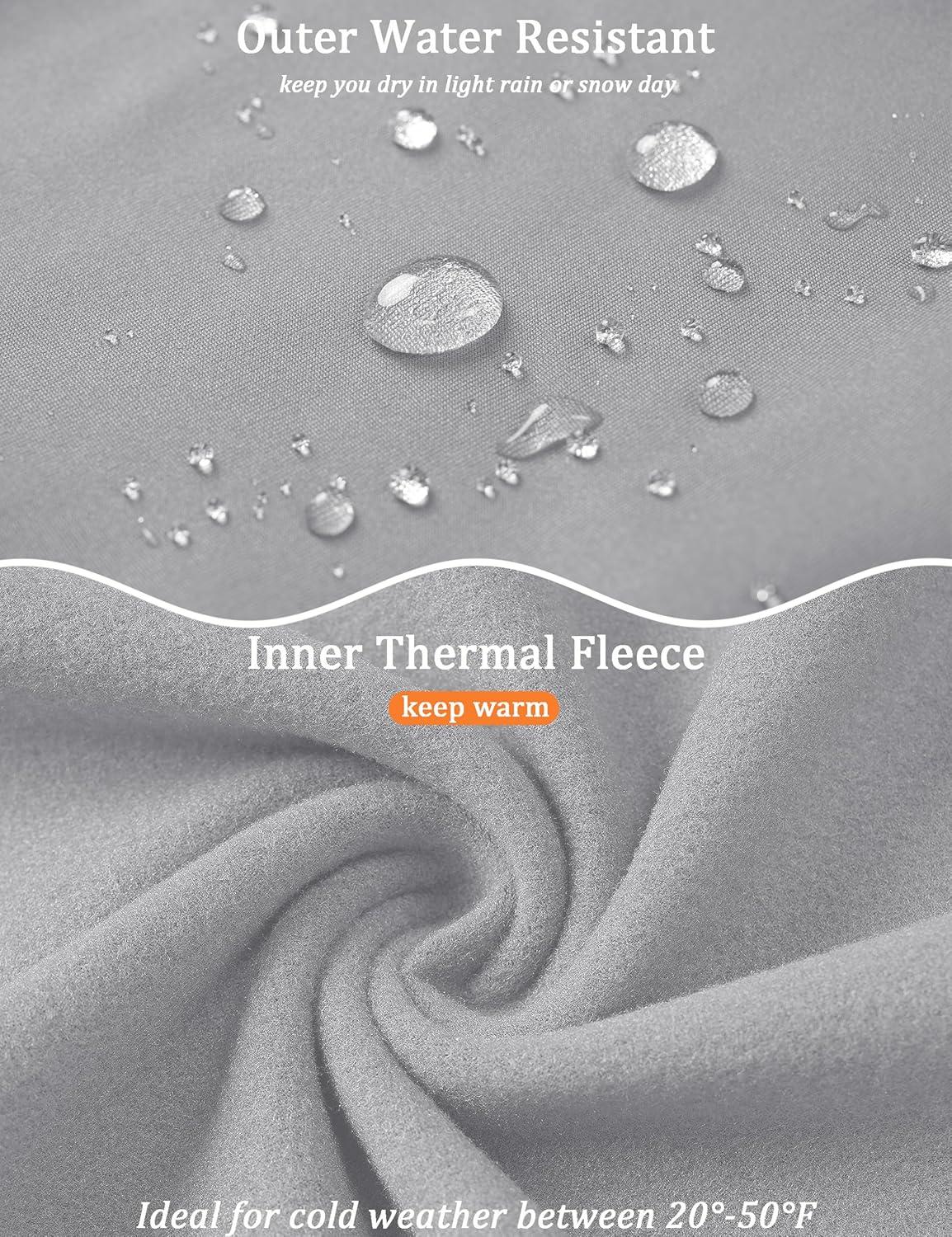 imageMAGCOMSEN Quarter Zip Pullover Men 14 Zip Golf Jacket Fleece Lined Water Resistant Sweatshirt 2 Zipper Pockets WinterLightgrey