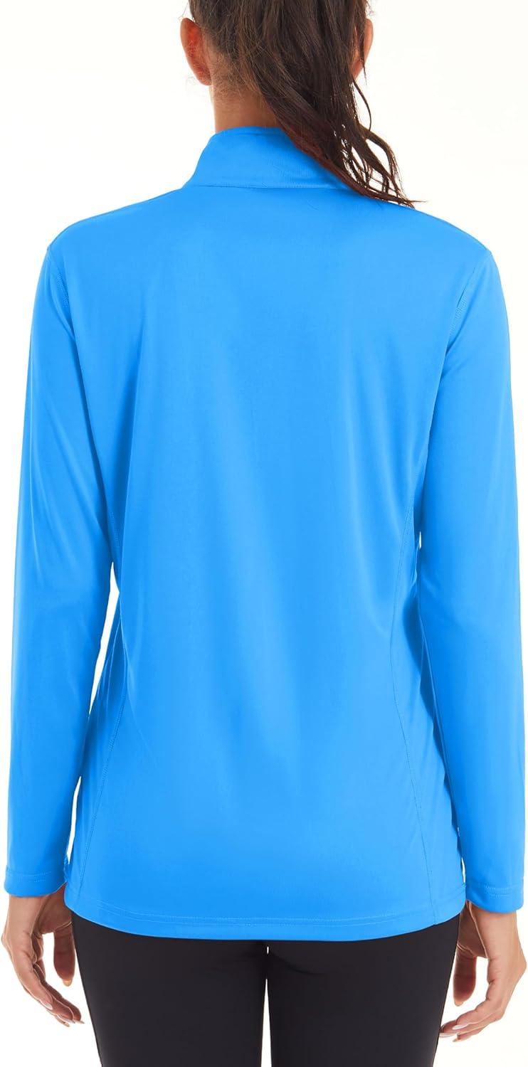 imageMAGCOMSEN Sun Long Protection Sleeve Zip Shirts Women Workout Pullover DryAzure