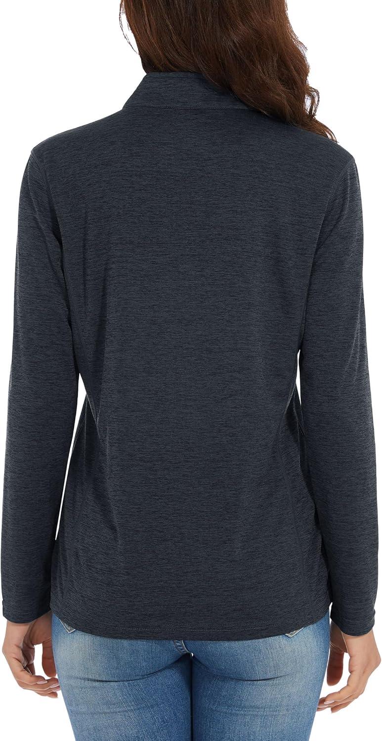 imageMAGCOMSEN Sun Long Protection Sleeve Zip Shirts Women Workout Pullover DryBlack