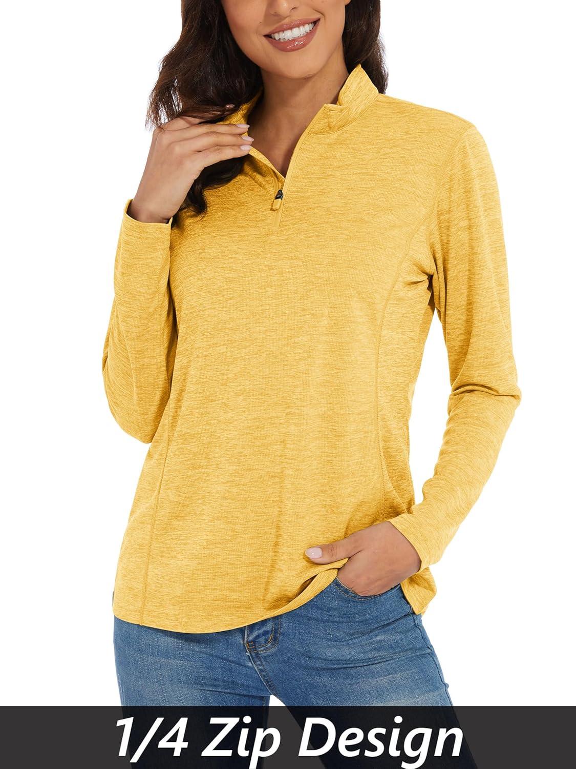 imageMAGCOMSEN Sun Long Protection Sleeve Zip Shirts Women Workout Pullover DryGinger