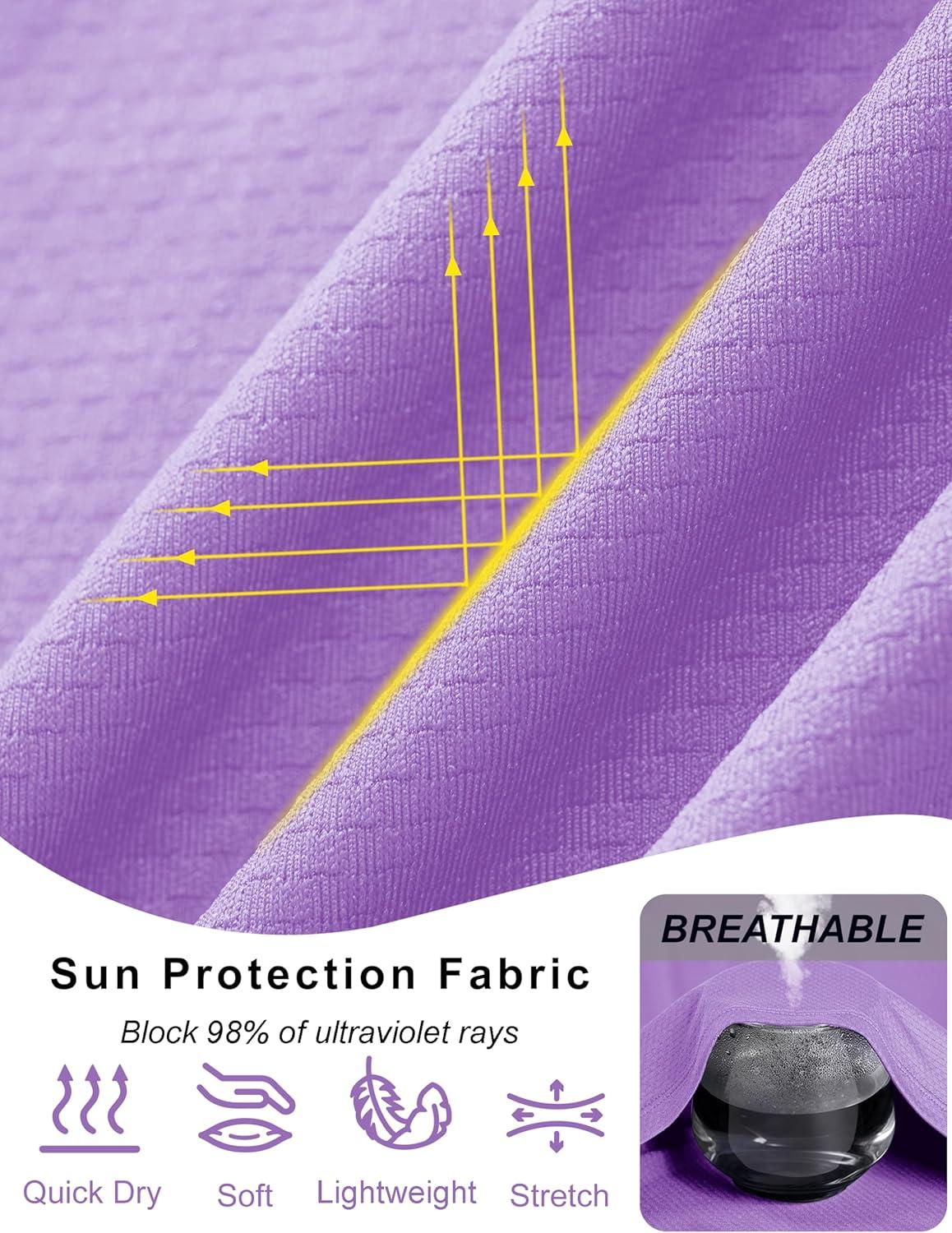 imageMAGCOMSEN Sun Long Protection Sleeve Zip Shirts Women Workout Pullover DryLight Purple