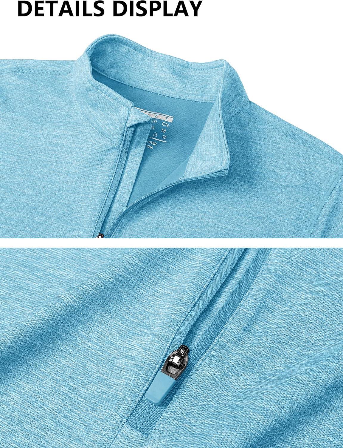 imageMAGCOMSEN Sun Long Protection Sleeve Zip Shirts Women Workout Pullover DryWater Blue