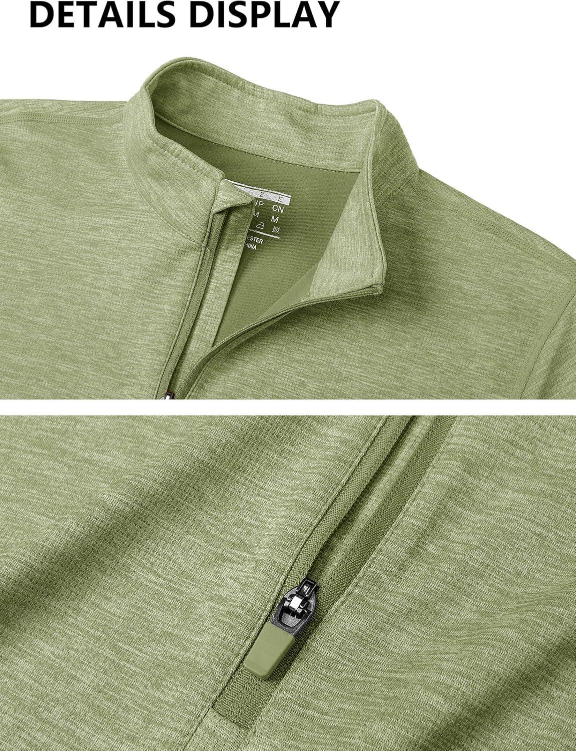 imageMAGCOMSEN Sun Long Protection Sleeve Zip Shirts Women Workout Pullover DryWheat Green