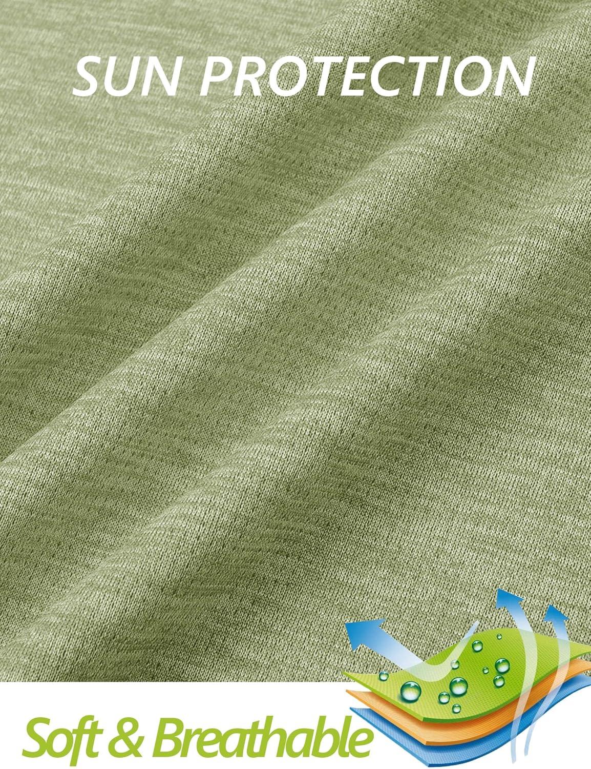 imageMAGCOMSEN Sun Long Protection Sleeve Zip Shirts Women Workout Pullover DryWheat Green