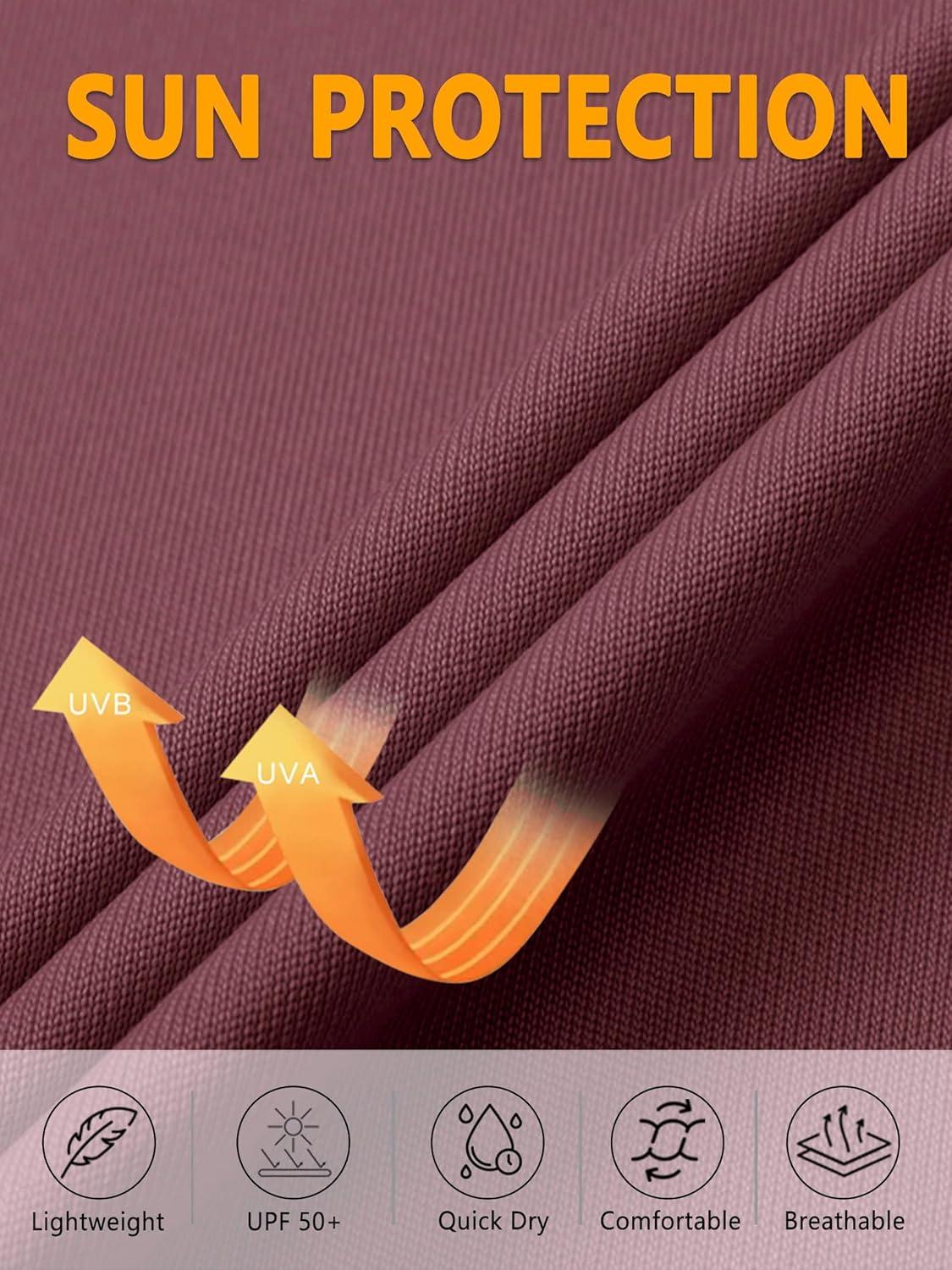 imageMAGCOMSEN Sun Long Protection Sleeve Zip Shirts Women Workout Pullover DryWine Red