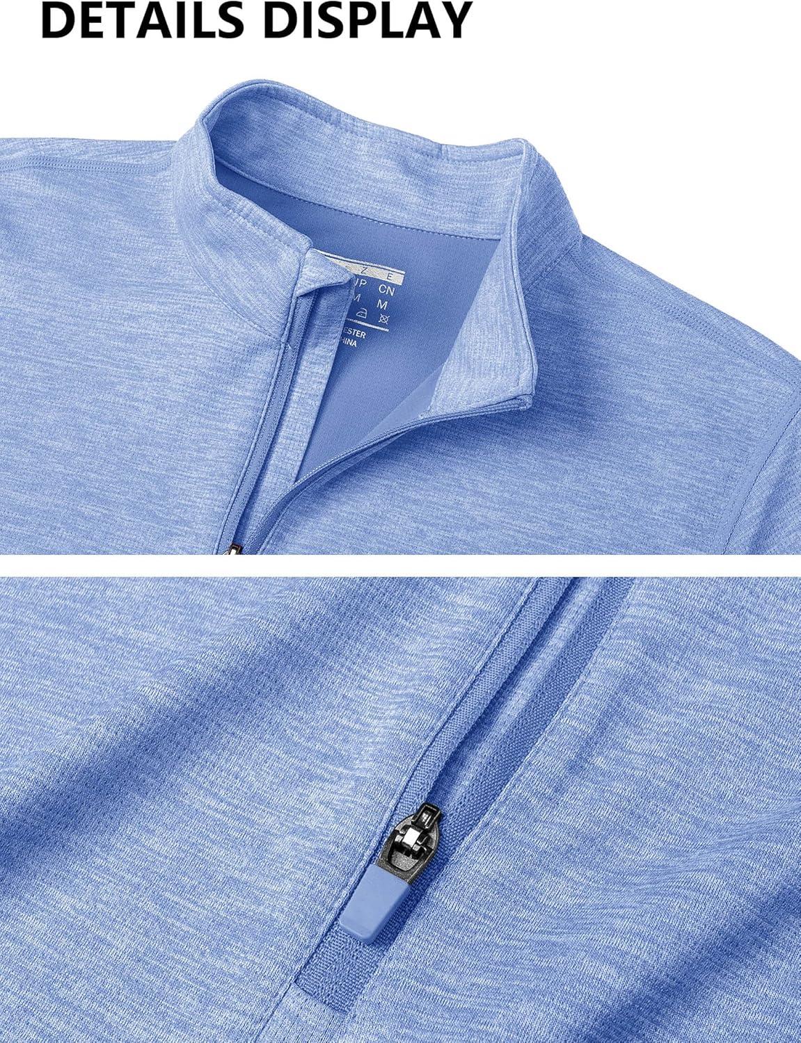 imageMAGCOMSEN Womens Long Sleeve Shirts 14 Zip Pullover UPF 50 Quick Dry Workout Tops Running Athletic Hiking ShirtsLight Blue