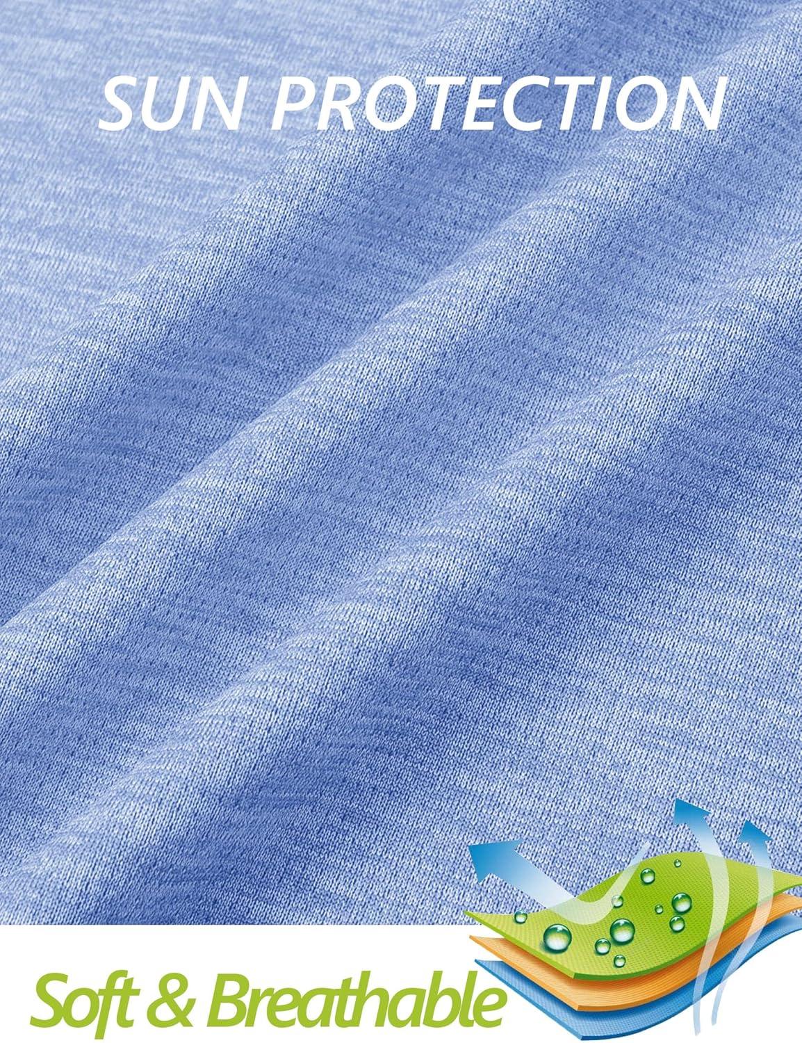 imageMAGCOMSEN Womens Long Sleeve Shirts 14 Zip Pullover UPF 50 Quick Dry Workout Tops Running Athletic Hiking ShirtsLight Blue