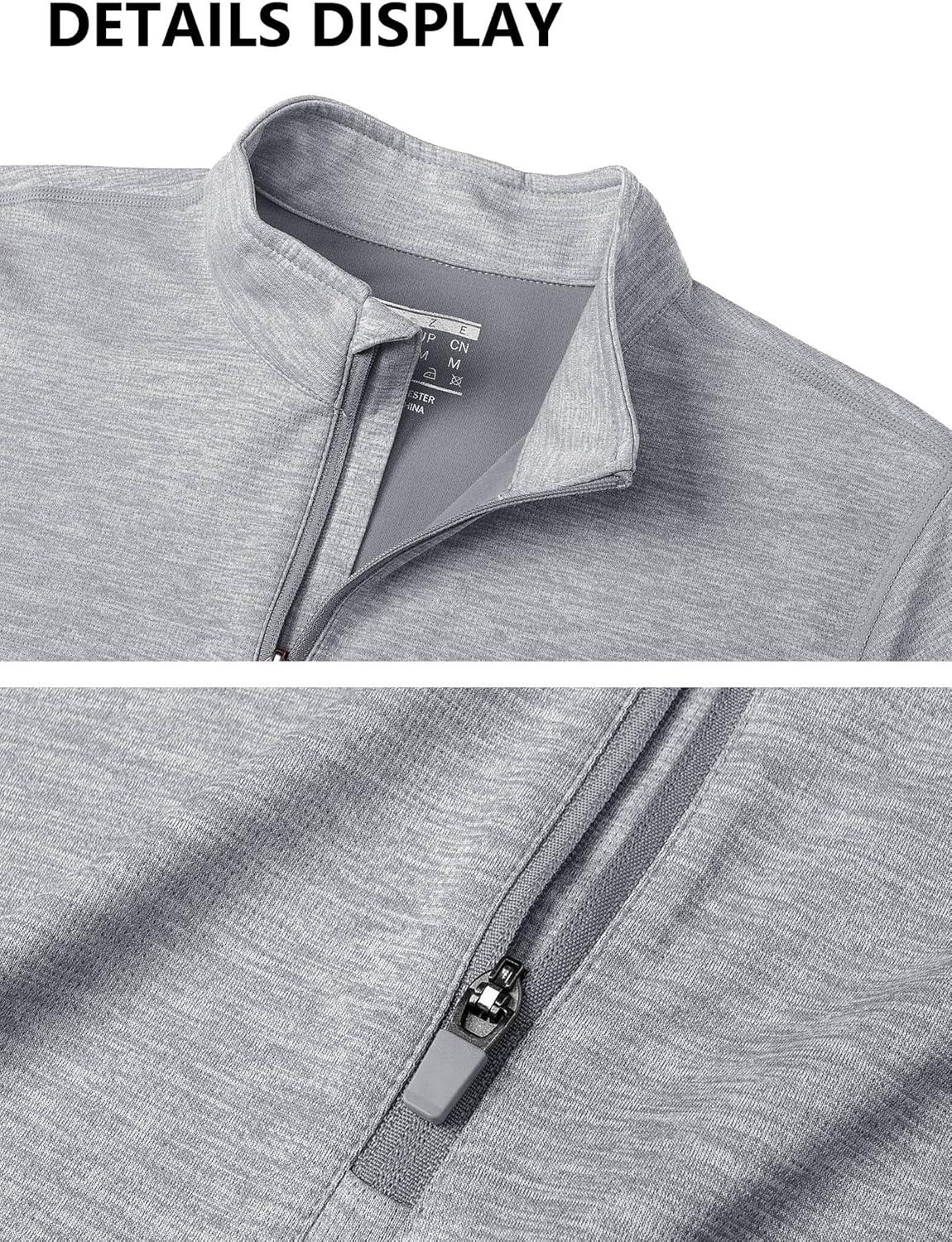 imageMAGCOMSEN Womens Long Sleeve Shirts 14 Zip Pullover UPF 50 Quick Dry Workout Tops Running Athletic Hiking ShirtsLight Grey