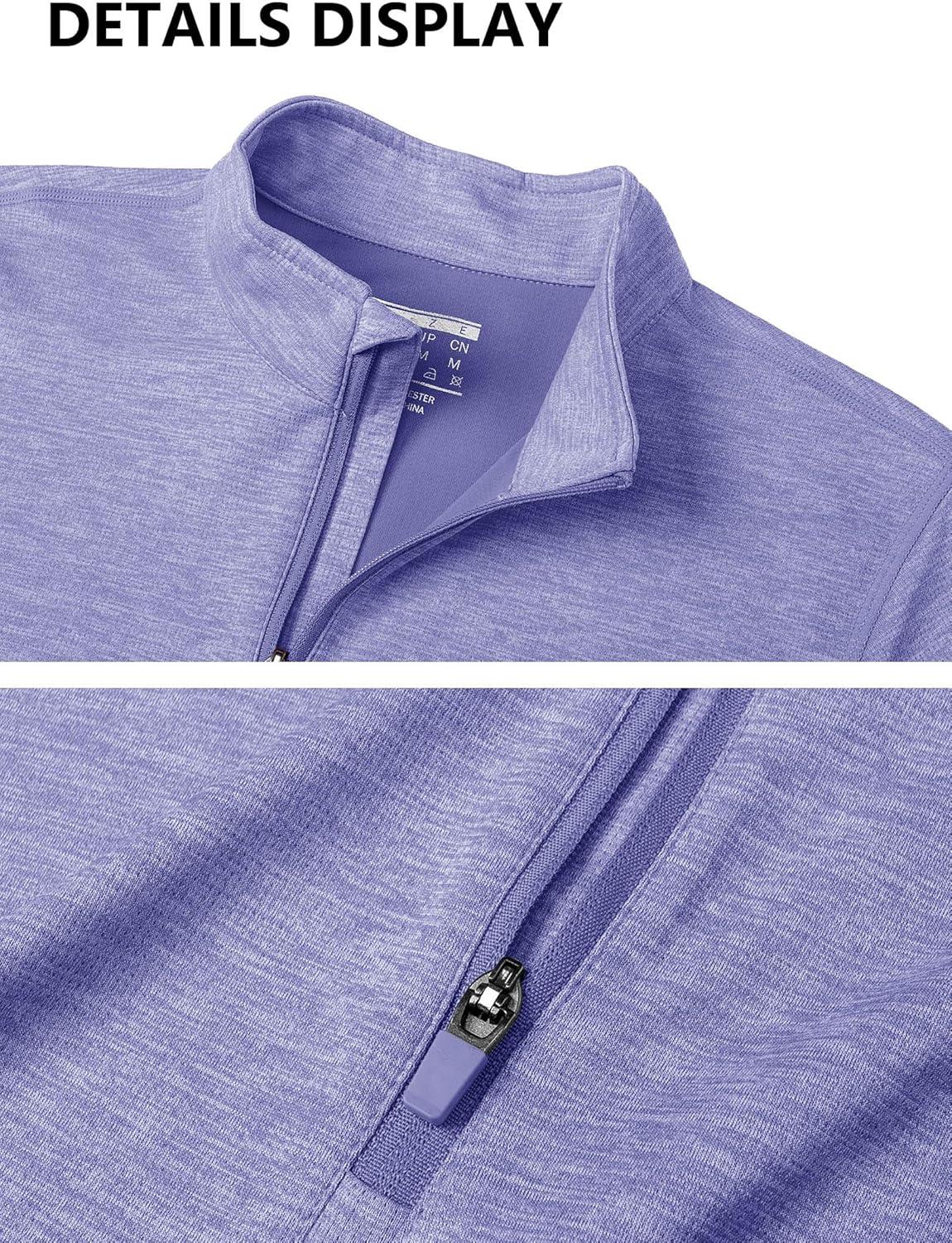 imageMAGCOMSEN Womens Long Sleeve Shirts 14 Zip Pullover UPF 50 Quick Dry Workout Tops Running Athletic Hiking ShirtsLight Purple