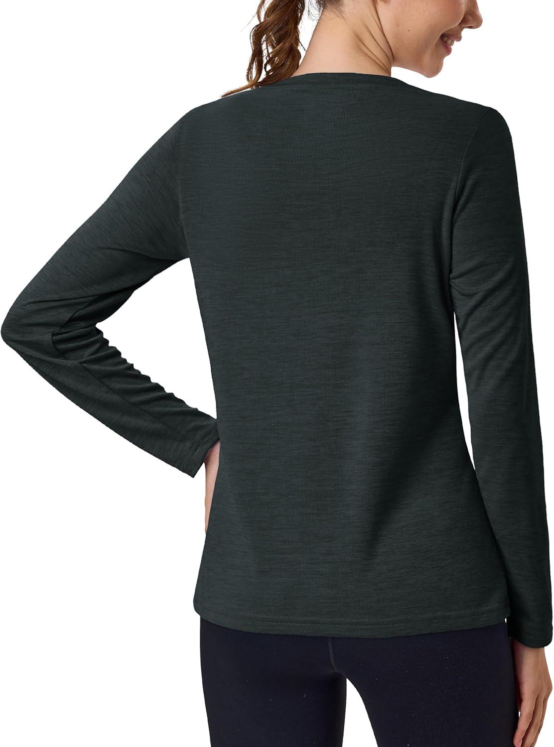 imageMAGCOMSEN Womens Long Sleeve Shirts UPF 50 Sun Protection Quick Dry Athletic Running Workout Tops Rash GuardBlack