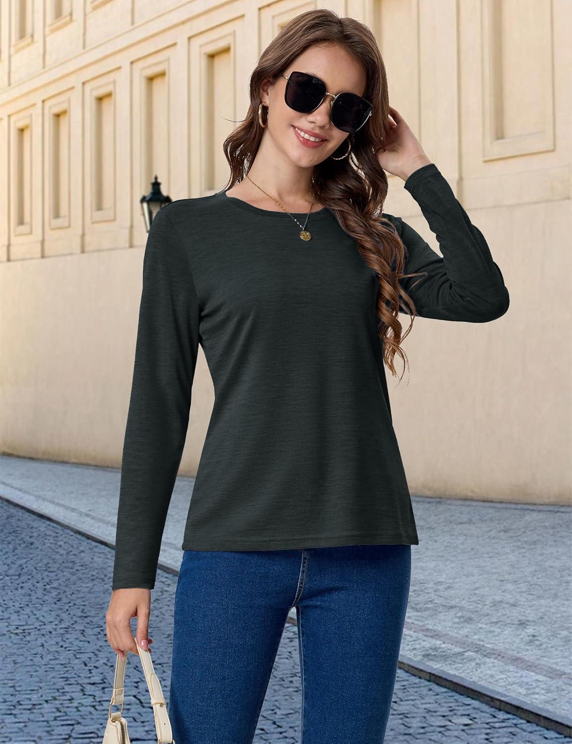 imageMAGCOMSEN Womens Long Sleeve Shirts UPF 50 Sun Protection Quick Dry Athletic Running Workout Tops Rash GuardBlack