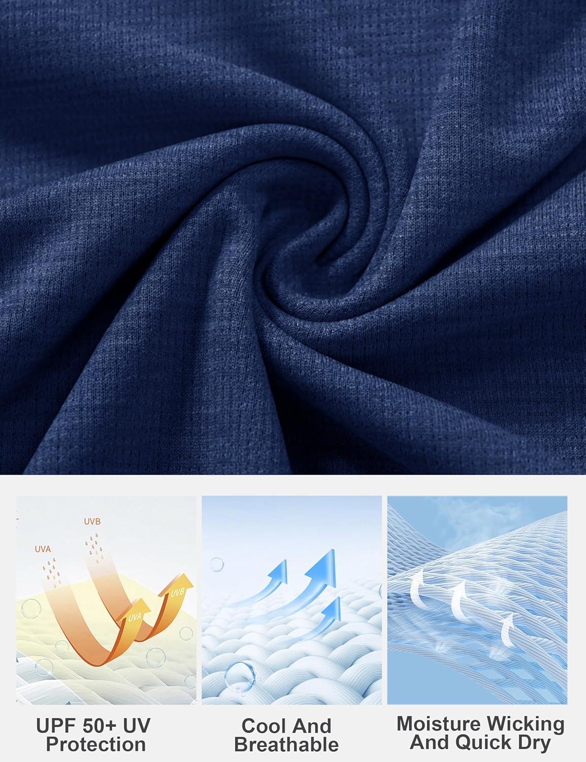 imageMAGCOMSEN Womens Long Sleeve Shirts UPF 50 Sun Protection Quick Dry Athletic Running Workout Tops Rash GuardDark Blue