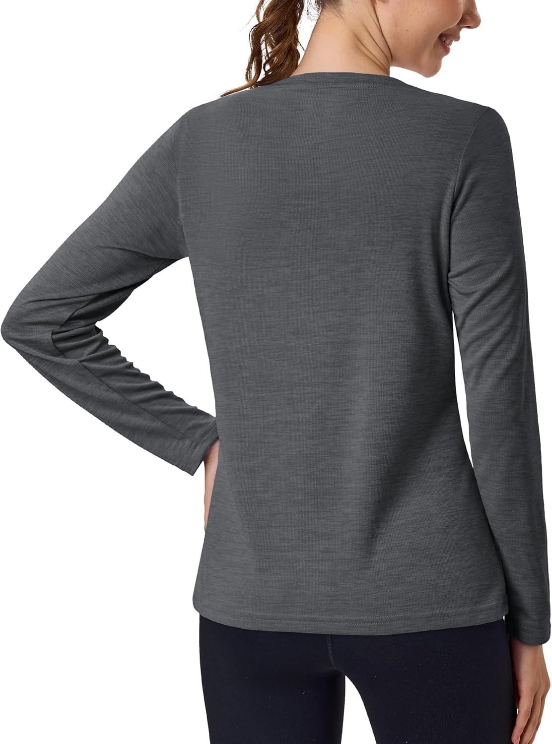 imageMAGCOMSEN Womens Long Sleeve Shirts UPF 50 Sun Protection Quick Dry Athletic Running Workout Tops Rash GuardDark Grey