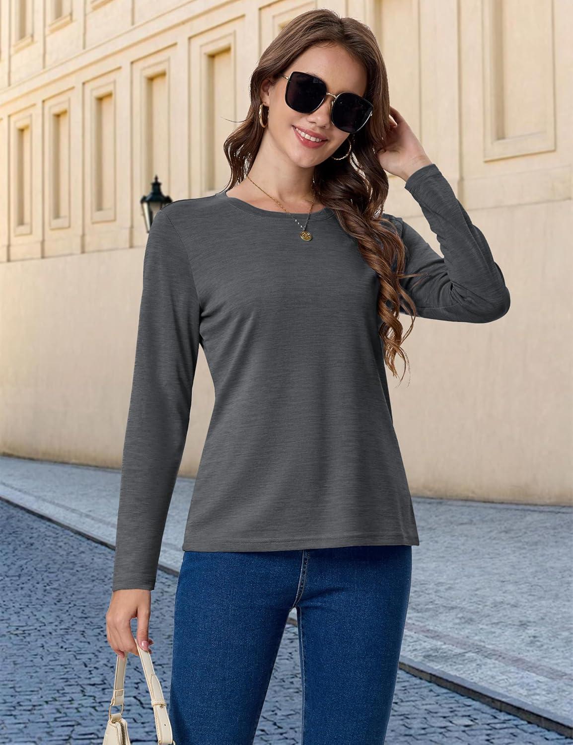 imageMAGCOMSEN Womens Long Sleeve Shirts UPF 50 Sun Protection Quick Dry Athletic Running Workout Tops Rash GuardDark Grey