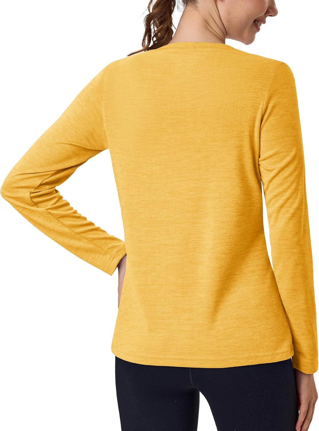 imageMAGCOMSEN Womens Long Sleeve Shirts UPF 50 Sun Protection Quick Dry Athletic Running Workout Tops Rash GuardGinger