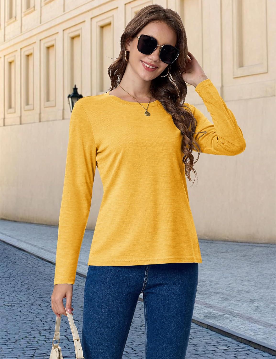 imageMAGCOMSEN Womens Long Sleeve Shirts UPF 50 Sun Protection Quick Dry Athletic Running Workout Tops Rash GuardGinger