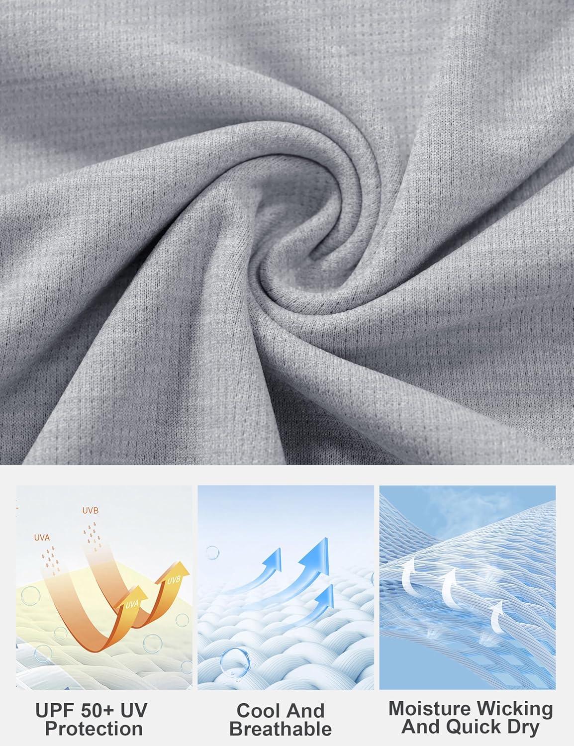 imageMAGCOMSEN Womens Long Sleeve Shirts UPF 50 Sun Protection Quick Dry Athletic Running Workout Tops Rash GuardLight Grey