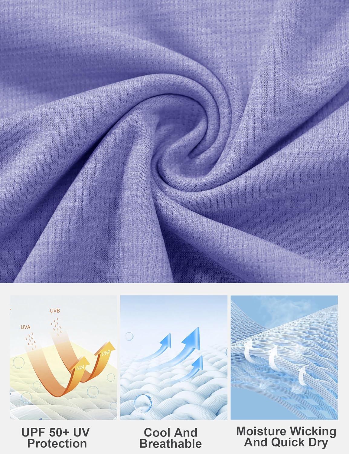 imageMAGCOMSEN Womens Long Sleeve Shirts UPF 50 Sun Protection Quick Dry Athletic Running Workout Tops Rash GuardLight Purple