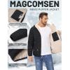 imageMAGCOMSEN Mens Puffer Jacket with Hood Fleece lined Warm Puffer Coats Water Resistant Down Jacket Zip Up Winter JacketsBlack