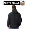 imageMAGCOMSEN Mens Puffer Jacket with Hood Fleece lined Warm Puffer Coats Water Resistant Down Jacket Zip Up Winter JacketsBlack