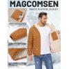 imageMAGCOMSEN Mens Puffer Jacket with Hood Fleece lined Warm Puffer Coats Water Resistant Down Jacket Zip Up Winter JacketsLightbrown