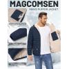 imageMAGCOMSEN Mens Puffer Jacket with Hood Fleece lined Warm Puffer Coats Water Resistant Down Jacket Zip Up Winter JacketsNavy