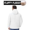 imageMAGCOMSEN Mens Puffer Jacket with Hood Fleece lined Warm Puffer Coats Water Resistant Down Jacket Zip Up Winter JacketsWhite