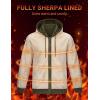 imageMAGCOMSEN Mens Zip Up Hoodie Sherpa Lined Hooded Sweatshirt Winter Heavyweight Hoodies Warm Thick Fleece JacketArmy Green