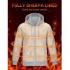 imageMAGCOMSEN Mens Zip Up Hoodie Sherpa Lined Hooded Sweatshirt Winter Heavyweight Hoodies Warm Thick Fleece JacketLight Grey