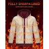 imageMAGCOMSEN Mens Zip Up Hoodie Sherpa Lined Hooded Sweatshirt Winter Heavyweight Hoodies Warm Thick Fleece JacketWine Red