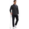 imageMAGCOMSEN Quarter Zip Pullover Men 14 Zip Golf Jacket Fleece Lined Water Resistant Sweatshirt 2 Zipper Pockets WinterBlack