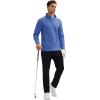 imageMAGCOMSEN Quarter Zip Pullover Men 14 Zip Golf Jacket Fleece Lined Water Resistant Sweatshirt 2 Zipper Pockets WinterBluegrey