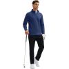 imageMAGCOMSEN Quarter Zip Pullover Men 14 Zip Golf Jacket Fleece Lined Water Resistant Sweatshirt 2 Zipper Pockets WinterNavy