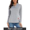 imageMAGCOMSEN Sun Long Protection Sleeve Zip Shirts Women Workout Pullover DryLight Grey