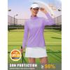 imageMAGCOMSEN Sun Long Protection Sleeve Zip Shirts Women Workout Pullover DryLight Purple