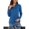 imageMAGCOMSEN Sun Long Protection Sleeve Zip Shirts Women Workout Pullover DryMedium Blue