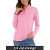 imageMAGCOMSEN Sun Long Protection Sleeve Zip Shirts Women Workout Pullover DryPink