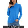 imageMAGCOMSEN Sun Long Protection Sleeve Zip Shirts Women Workout Pullover DrySea Blue