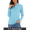 imageMAGCOMSEN Sun Long Protection Sleeve Zip Shirts Women Workout Pullover DryWater Blue