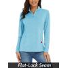 imageMAGCOMSEN Sun Long Protection Sleeve Zip Shirts Women Workout Pullover DryWater Blue