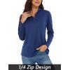 imageMAGCOMSEN Womens Long Sleeve Shirts 14 Zip Pullover UPF 50 Quick Dry Workout Tops Running Athletic Hiking ShirtsDark Blue