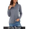 imageMAGCOMSEN Womens Long Sleeve Shirts 14 Zip Pullover UPF 50 Quick Dry Workout Tops Running Athletic Hiking ShirtsDark Grey