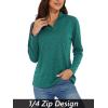 imageMAGCOMSEN Womens Long Sleeve Shirts 14 Zip Pullover UPF 50 Quick Dry Workout Tops Running Athletic Hiking ShirtsJade Green