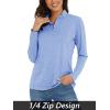imageMAGCOMSEN Womens Long Sleeve Shirts 14 Zip Pullover UPF 50 Quick Dry Workout Tops Running Athletic Hiking ShirtsLight Blue