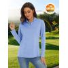 imageMAGCOMSEN Womens Long Sleeve Shirts 14 Zip Pullover UPF 50 Quick Dry Workout Tops Running Athletic Hiking ShirtsLight Blue