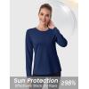 imageMAGCOMSEN Womens Long Sleeve Shirts UPF 50 Sun Protection Quick Dry Athletic Running Workout Tops Rash GuardDark Blue