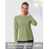imageMAGCOMSEN Womens Long Sleeve Shirts UPF 50 Sun Protection Quick Dry Athletic Running Workout Tops Rash GuardGreen