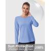 imageMAGCOMSEN Womens Long Sleeve Shirts UPF 50 Sun Protection Quick Dry Athletic Running Workout Tops Rash GuardLight Blue