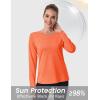 imageMAGCOMSEN Womens Long Sleeve Shirts UPF 50 Sun Protection Quick Dry Athletic Running Workout Tops Rash GuardOrange